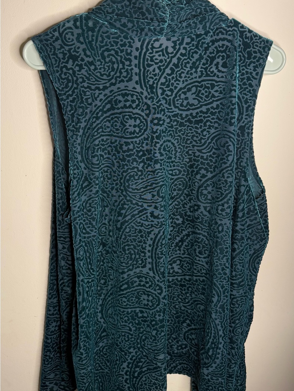 Susan Graver Teal Patterned Open Front Cardigan - Picture 4 of 4